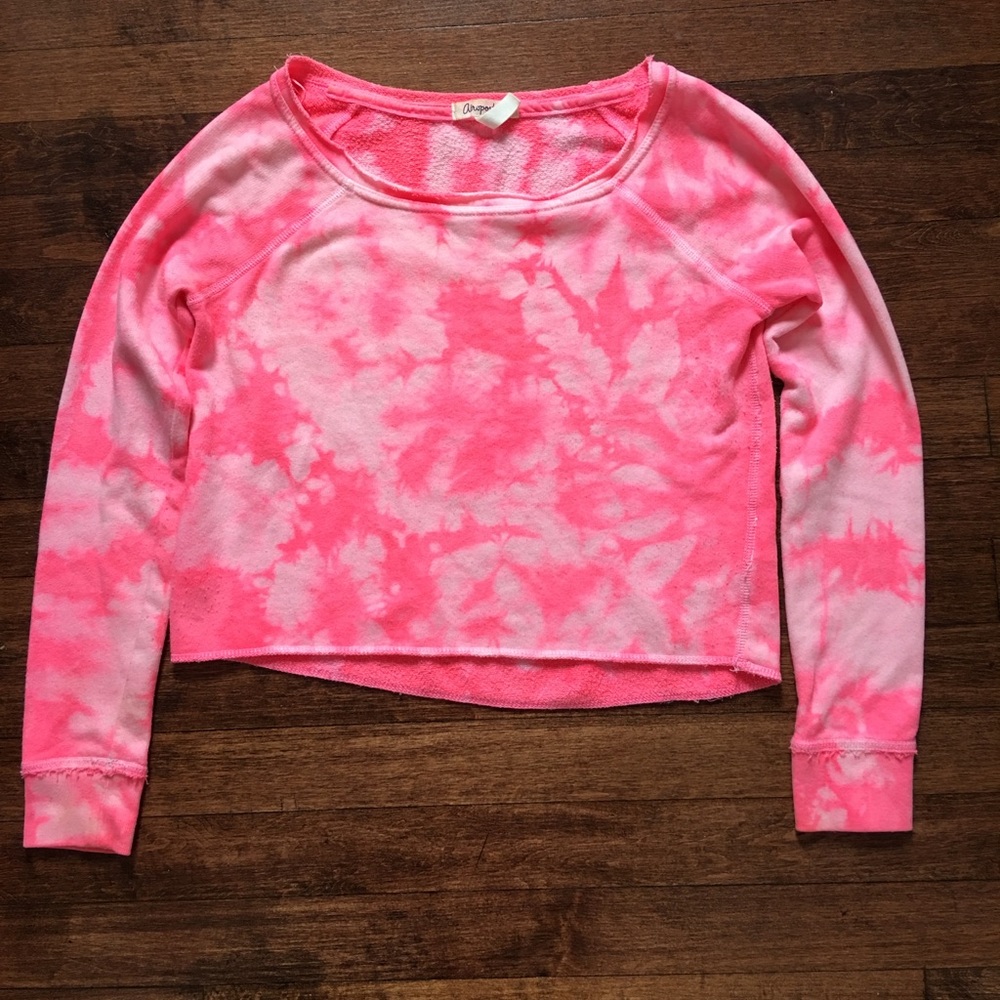 Aeropostale neon pink tie dye long sleeve sweater